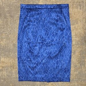 Guess Collection Blue Watercolor Reflection High Waist Pencil Skirt Size 2